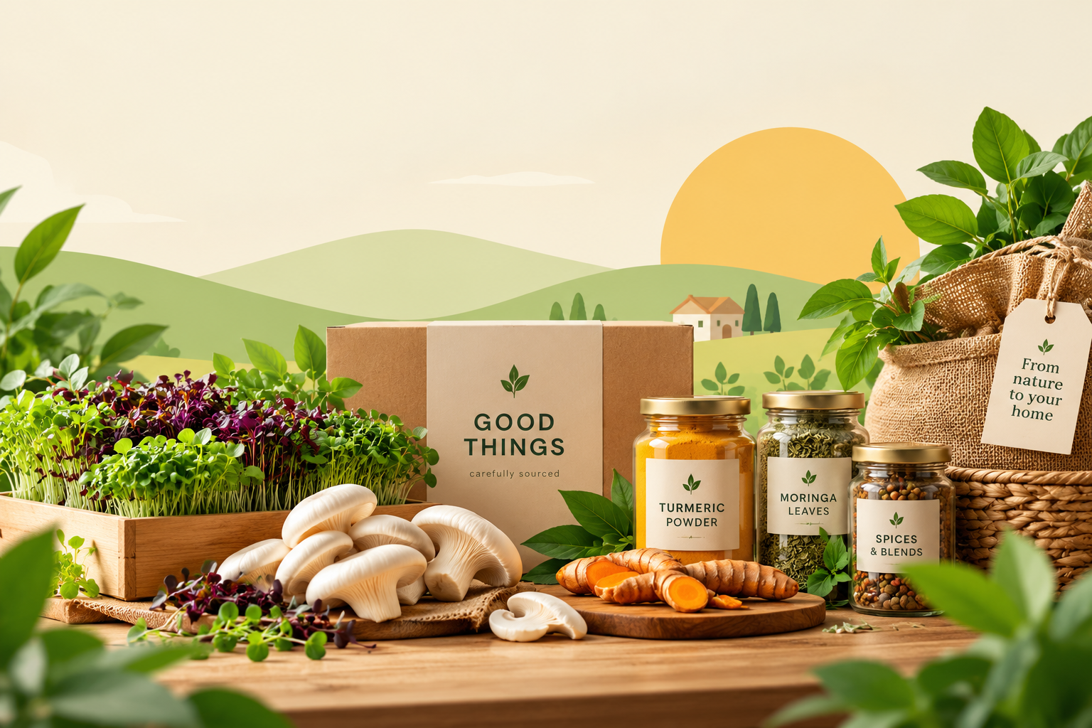 Thoughtfully selected natural products and fresh produce